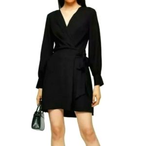 Topshop Sleek Wrap Black Dress Size 6 Nwt's